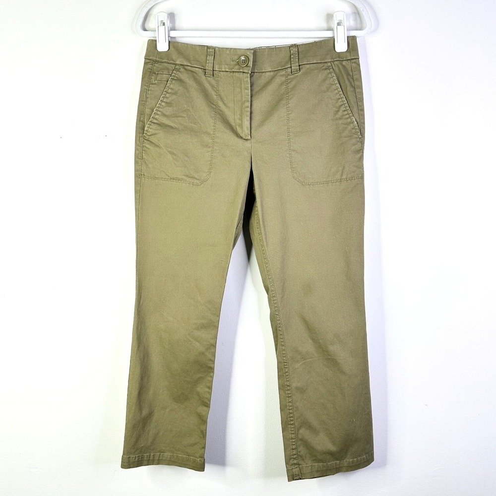 Ann Taylor LOFT Pants Women 6 Petite Khaki Green Chino‎ Cotton Straight Leg NWOT
